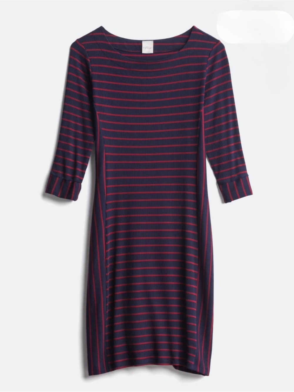 Kaileigh Navy Dress with Red Stripes
